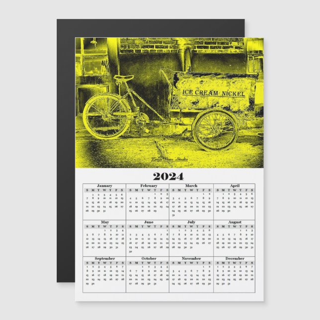 Carte Magnétique Calendrier Bywater Bicycle 2024 (Devant / Derrière)
