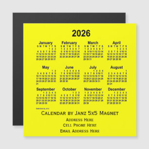 Carte Magnétique Calendrier commercial jaune 2026 par Janz