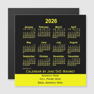 Carte Magnétique Calendrier commercial Jaune 2026 par Janz