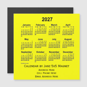 Carte Magnétique Calendrier commercial jaune 2027 par Janz