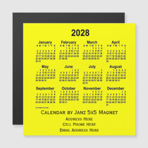 Carte Magnétique Calendrier commercial jaune 2028 par Janz