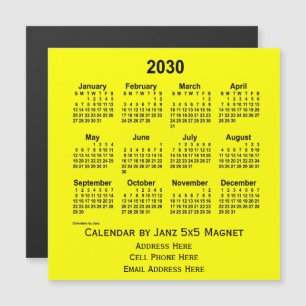 Carte Magnétique Calendrier commercial jaune 2030 par Janz