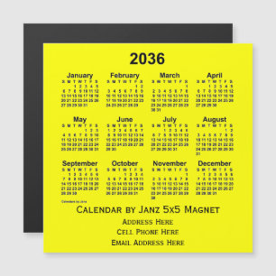 Carte Magnétique Calendrier commercial jaune 2036 par Janz