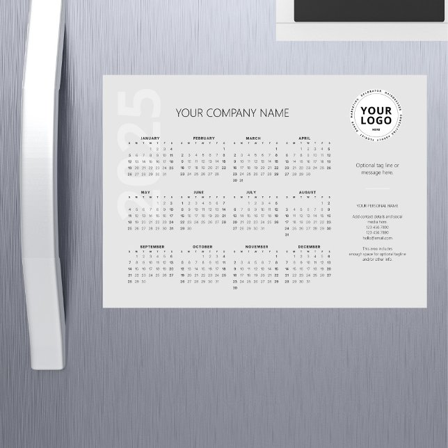 Carte Magnétique Calendrier commercial minimal moderne gris clair 2 (Créateur téléchargé)