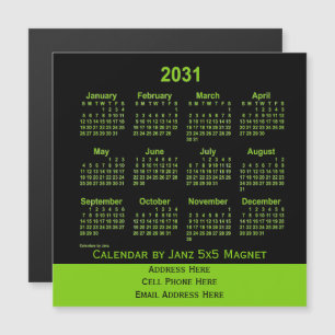 Carte Magnétique Calendrier commercial Neon Yellow Green 2031 par J