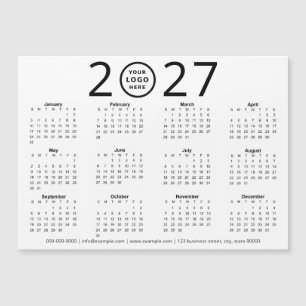 Carte Magnétique Calendrier d'affaires à logo personnalisé Noir Bla