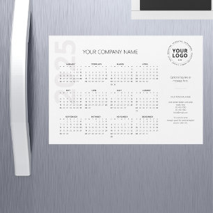 Carte Magnétique Calendrier d'affaires blanc minimal moderne 2025