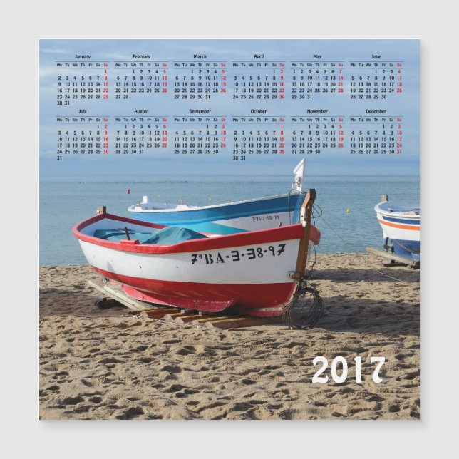 Carte Magnétique calendrier de 2017 bateaux (Devant)