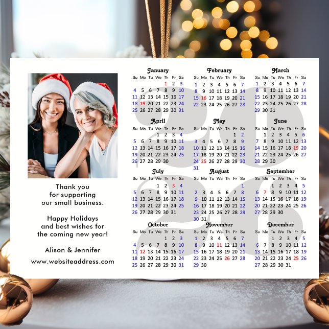 Carte Magnétique Calendrier de Business 2026 Parties scintillant mi (Créateur téléchargé)