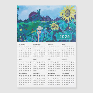 Carte Magnétique Calendrier de la peinture sur terrain de tournesol