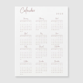 Carte Magnétique Calendrier de l'année complète 2023