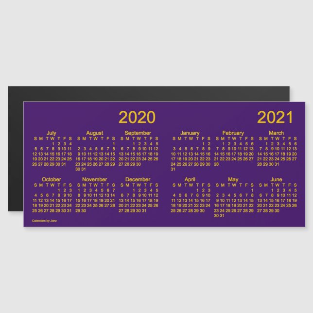 Carte Magnétique Calendrier de l'année scolaire 2020-2021 par Janz  (Devant / Derrière)