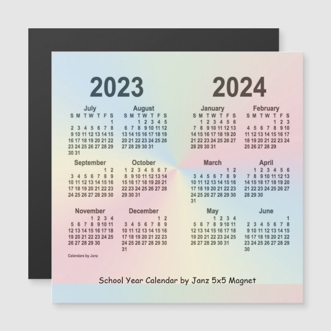 Carte Magnétique Calendrier de l'année scolaire 2023-2024 Rainbow p (Devant / Derrière)