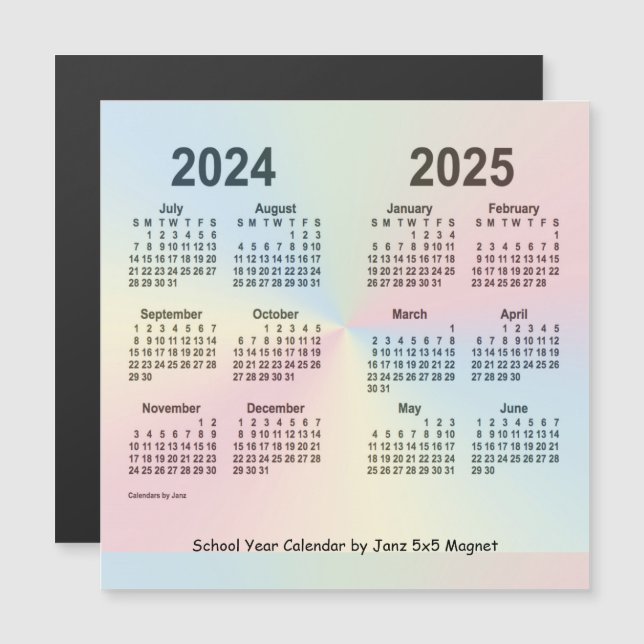 Carte Magnétique Calendrier de l'année scolaire 2024-2025 Rainbow p (Devant / Derrière)