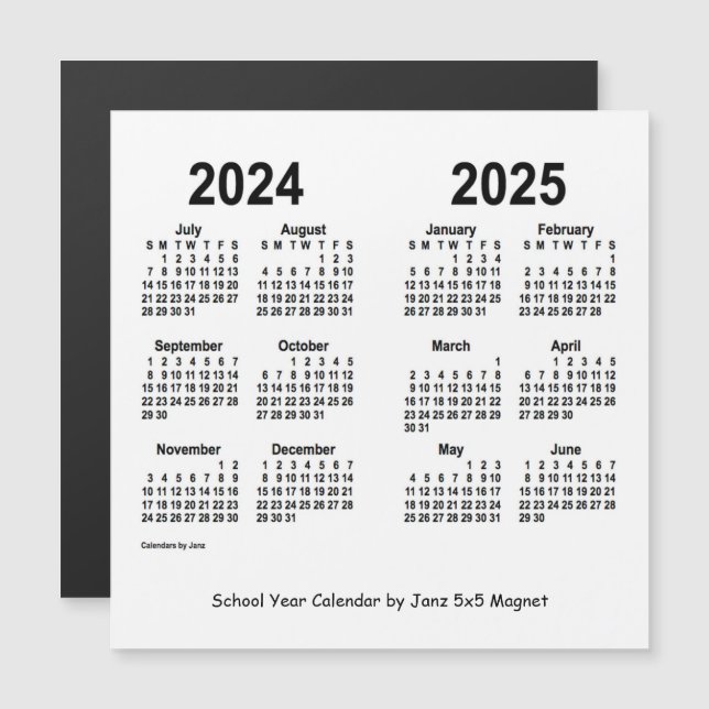 Carte Magnétique Calendrier de l'année scolaire blanche 2024-2025 p (Devant / Derrière)