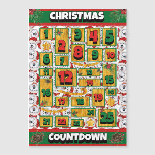 Carte Magnétique Calendrier de l'Avent de Noël Alaskan Dog Countdow