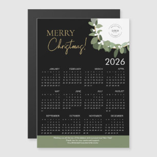 Carte Magnétique Calendrier de Noël 2026 Moderne Noir et Or