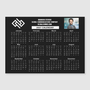 Carte Magnétique Calendrier d'entreprise personnalisé 2027 noir aim