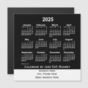 Carte Magnétique Calendrier des affaires Neon White 2025 par Janz