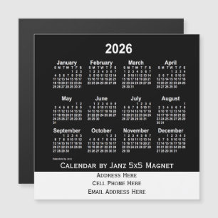 Carte Magnétique Calendrier des affaires Neon White 2026 par Janz