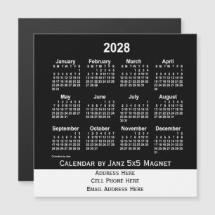 Carte Magnétique Calendrier des affaires Neon White 2028 par Janz