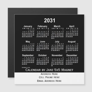 Carte Magnétique Calendrier des affaires Neon White 2031 par Janz