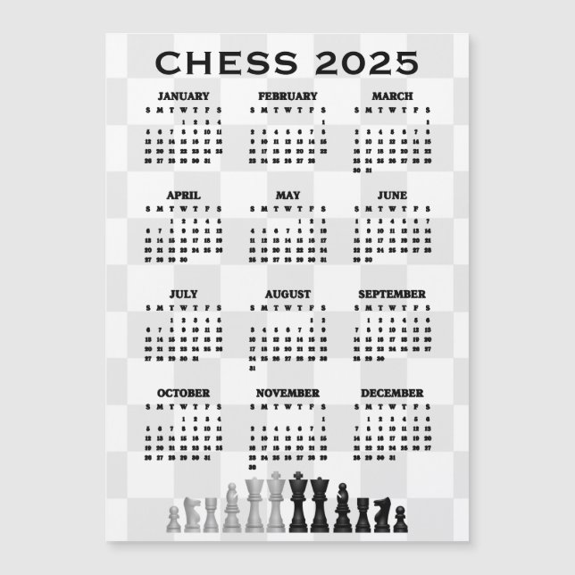 Carte magnétique Calendrier des échecs 2025 (Devant)