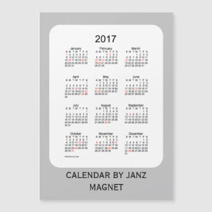 Carte Magnétique Calendrier des fêtes d'argent 2017 par Janz 5x7 Ma