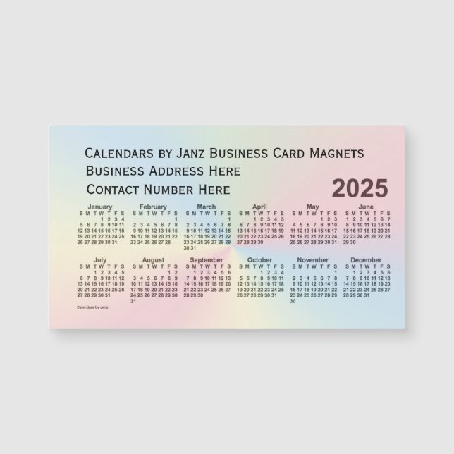 Carte Magnétique Calendrier des nuages arc-en-ciel 2025 par Janz Ma (Devant)