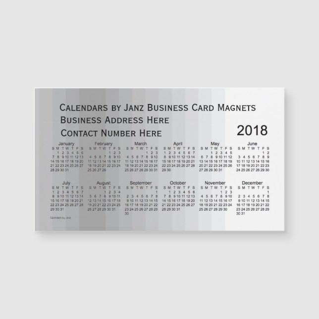 Carte Magnétique Calendrier des nuances de gris 2018 par Janz Magne (Devant)