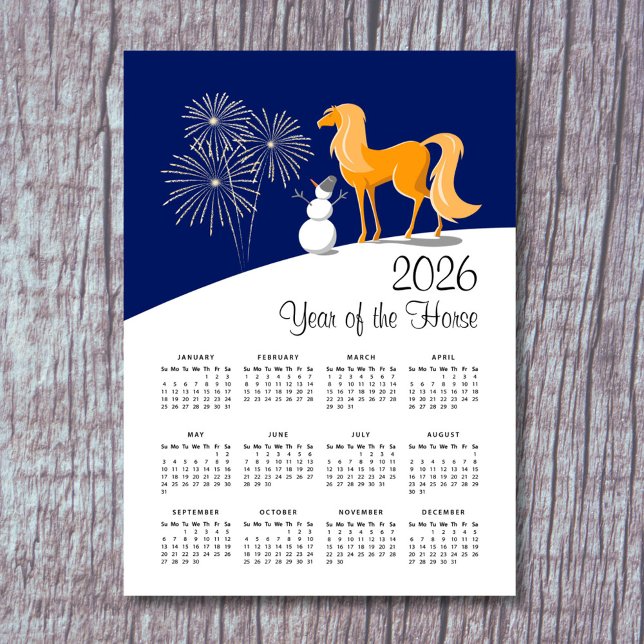 Carte Magnétique Calendrier du Nouvel An Lunaire Chinois Fire Horse (Créateur téléchargé)