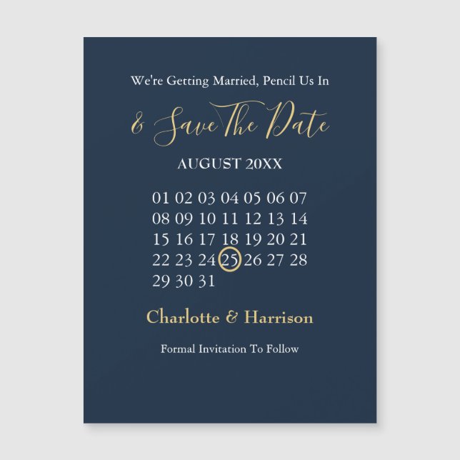 Carte Magnétique Calendrier Enregistrer La Date Marine Gold Modifia (Devant)