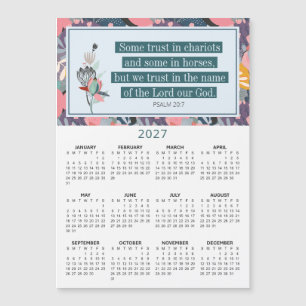 Carte Magnétique Calendrier floral 2027 Psaume 20:7 Ayez confiance 