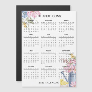Carte Magnétique Calendrier floral simple mais élégant 2026   Aiman