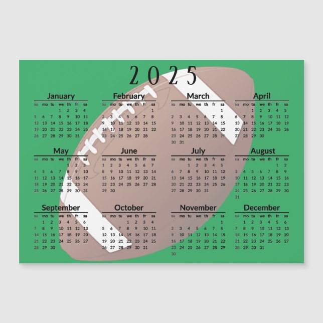Carte magnétique Calendrier Football 2025 (Devant)