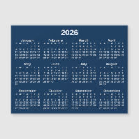 Calendrier magnétique 2026 bleu et blanc de la Mar