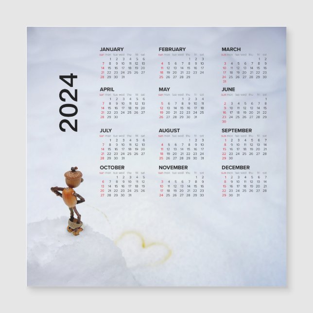 Carte Magnétique Calendrier magnétique amusant 2024 sur le frigo (Devant)