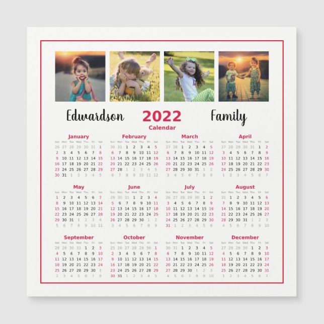 Carte Magnétique Calendrier magnétique de collage photo de famille  (Devant)