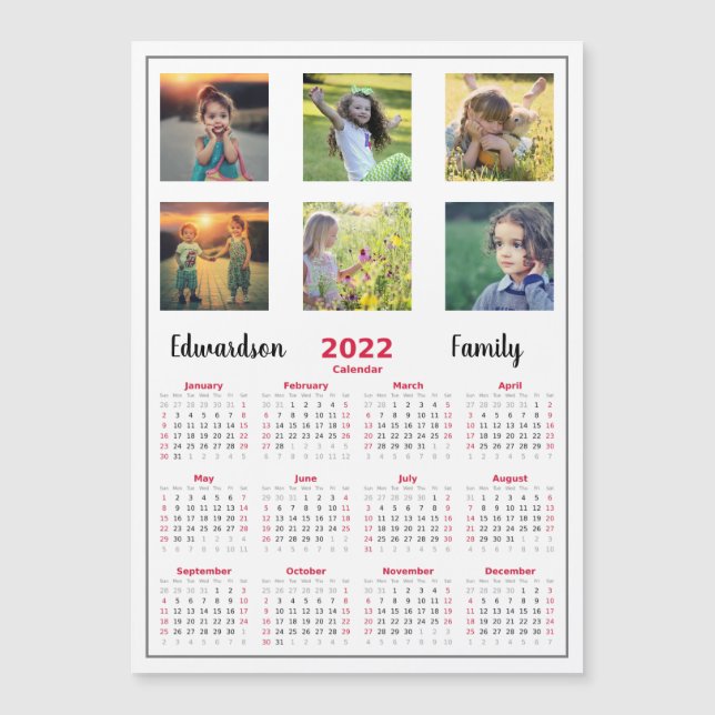 Carte Magnétique Calendrier magnétique de collage photo de famille  (Devant)