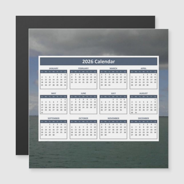 Carte Magnétique Calendrier magnétique de l'océan Atlantique 2026 (Devant / Derrière)