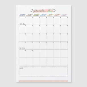 Carte Magnétique Calendrier magnétique de septembre 2025