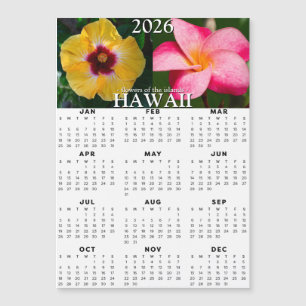 Carte Magnétique Calendrier magnétique des fleurs Hawaii 2026