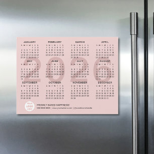 Carte Magnétique Calendrier Magnétique Entreprise Rose 2026 Logo Pe