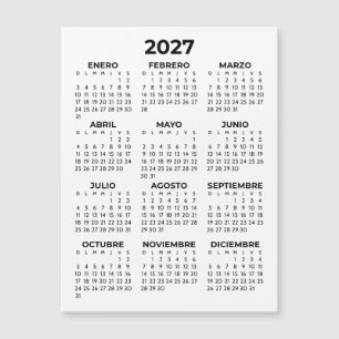 Carte Magnétique Calendrier Magnétique Espagnol Minimaliste Simple