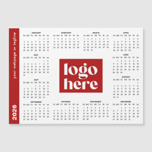 Carte Magnétique Calendrier magnétique Logo Entreprise Rouge 2026