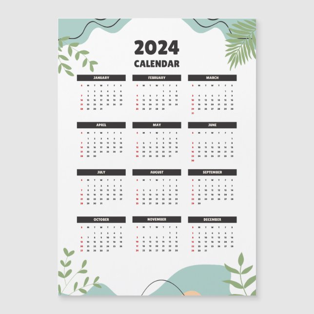 Carte Magnétique Calendrier magnétique minimal 2024 (Devant)