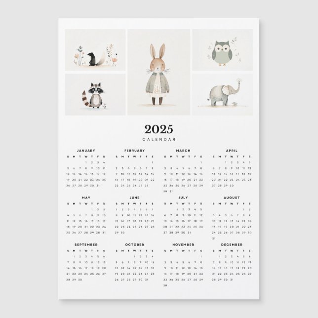 Carte Magnétique Calendrier magnétique minimal bohème animalier fan (Devant)