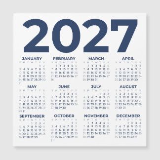 Carte Magnétique Calendrier Magnétique Minimaliste Bleu Marine 2027