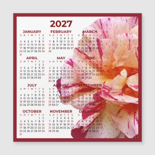 Carte Magnétique Calendrier Magnétique Minimaliste Fleur Rose 2027
