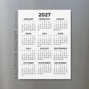 Carte Magnétique Calendrier Magnétique Minimaliste Simple Noir 2027
